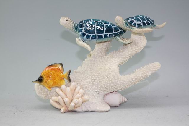 Polyresin Turtles and Fish on Coral