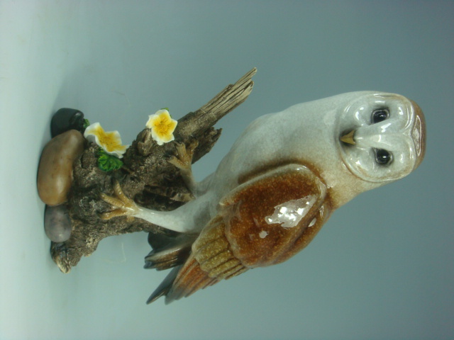 Polyresin Owl Standing on Branch